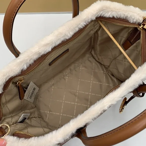 MICHAEL KORS AVRIL LARGE TOP ZIP SATCHEL LUGGAGE MULTI COLOR WITH FLUFFY - Picture 12 of 16